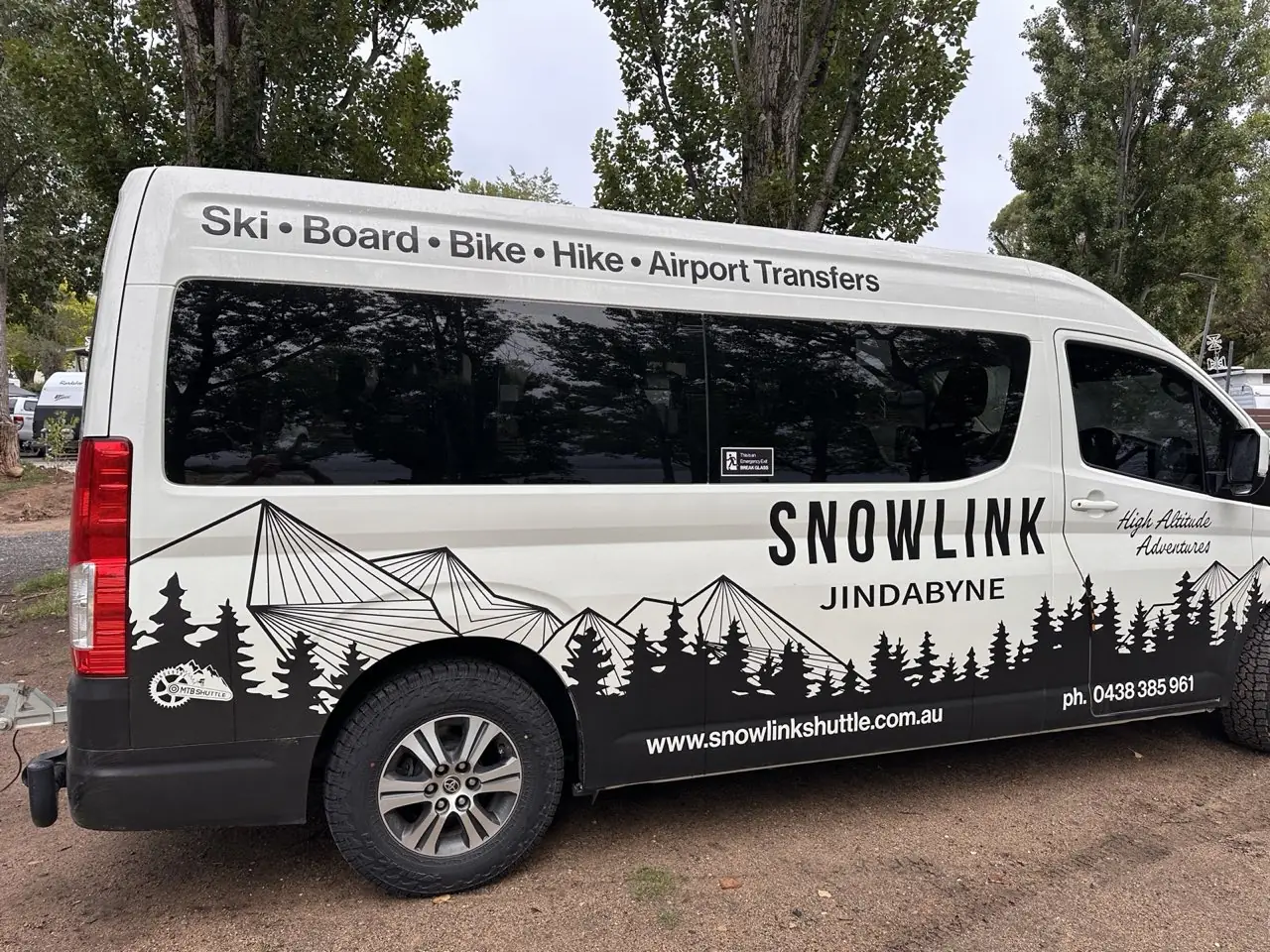 Snowlink vehicle parked in fresh snow